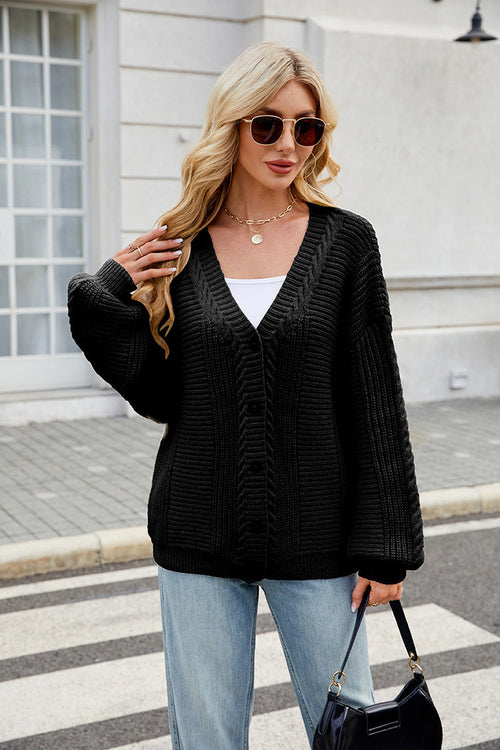 Women Clothing Idle Loose Sweater Coat Autumn Winter Long Sleeved V