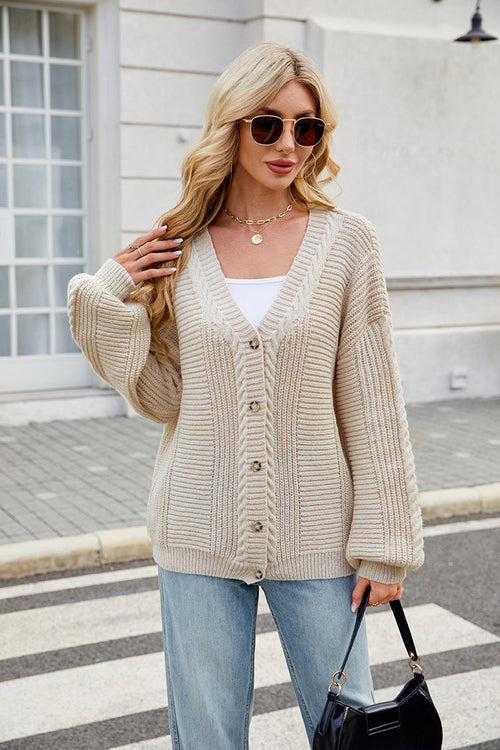Women Clothing Idle Loose Sweater Coat Autumn Winter Long Sleeved V