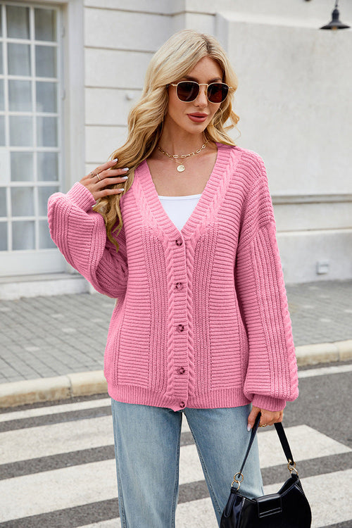 Women Clothing Idle Loose Sweater Coat Autumn Winter Long Sleeved V