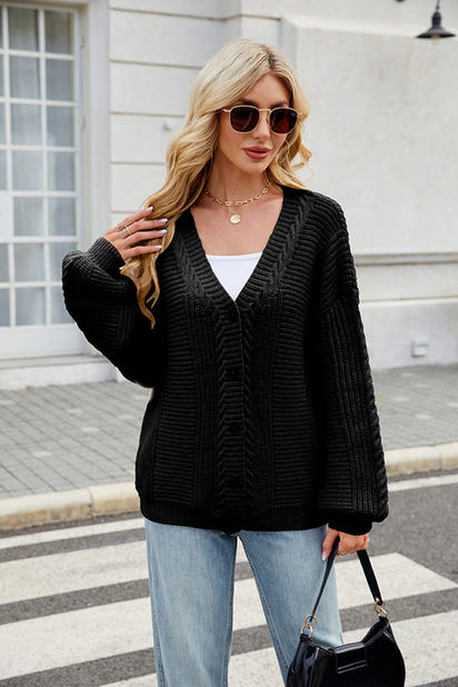 Women Clothing Idle Loose Sweater Coat Autumn Winter Long Sleeved V