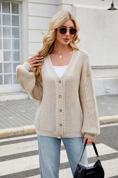 Women Clothing Idle Loose Sweater Coat Autumn Winter Long Sleeved V